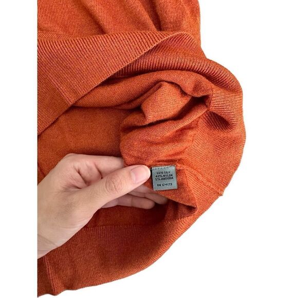 johntson & murphy silk blend orange v neck knit pullover sweater men’s size XXL - Picture 5 of 7